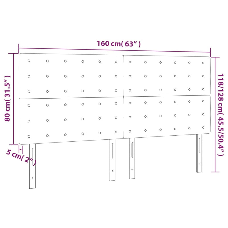 Headboard Dark Grey 160x5x118/128 cm Velvet