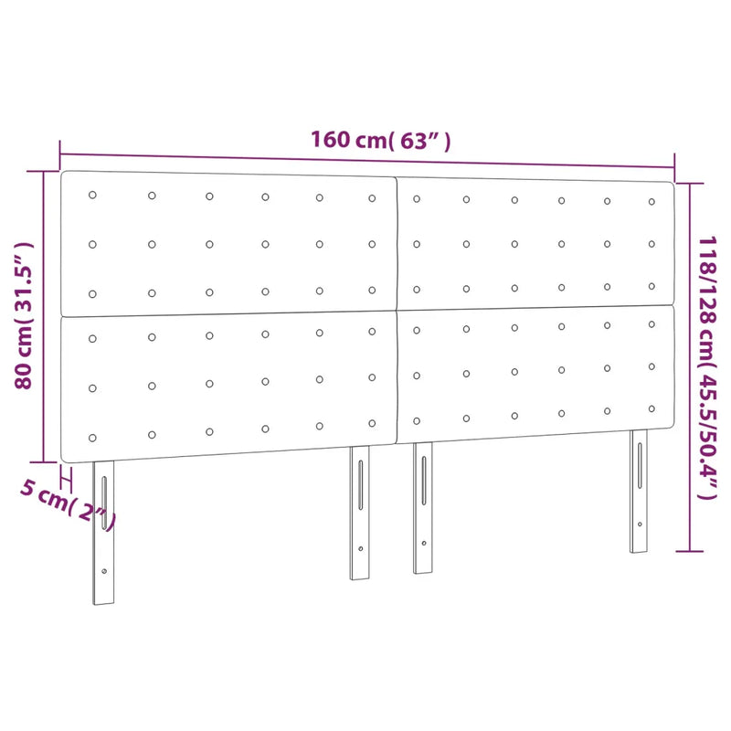 Headboard Black 160x5x118/128 cm Velvet