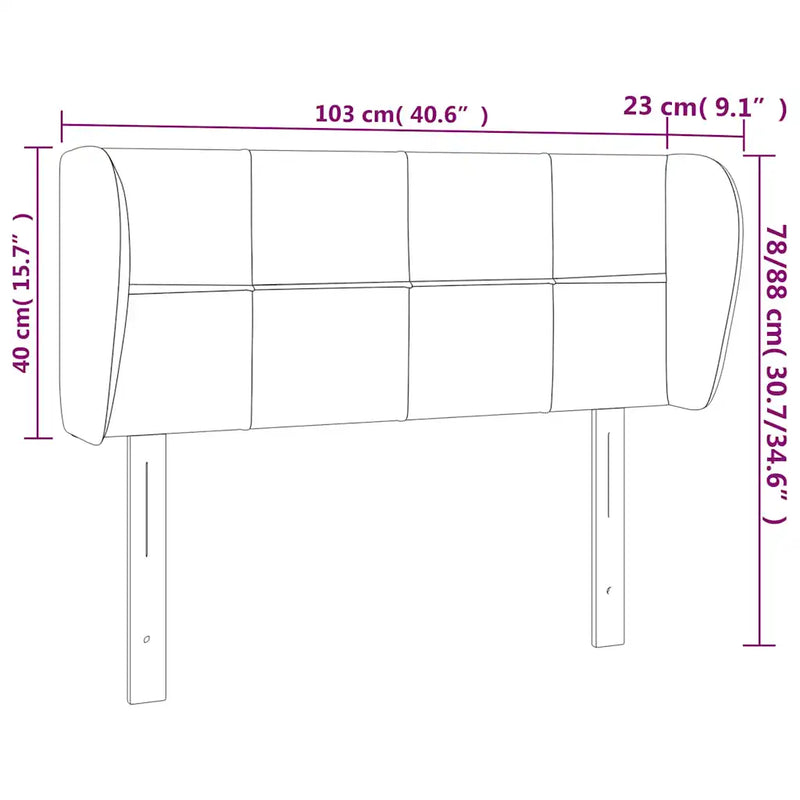 Headboard with Ears Dark Grey 103 cm Fabric