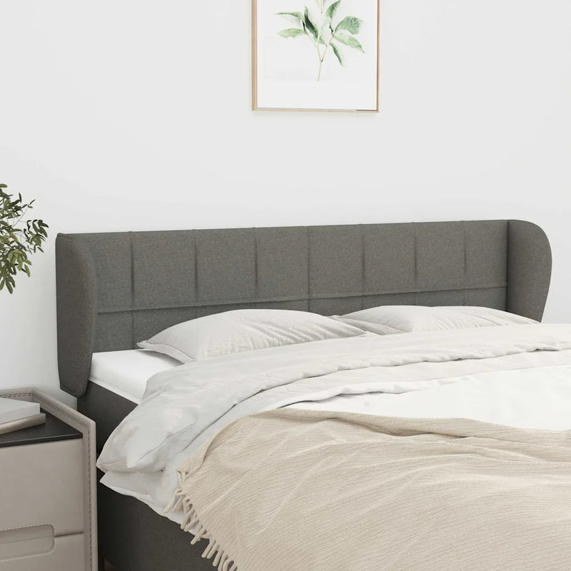 Headboard with Ears Dark Grey 147 cm Fabric