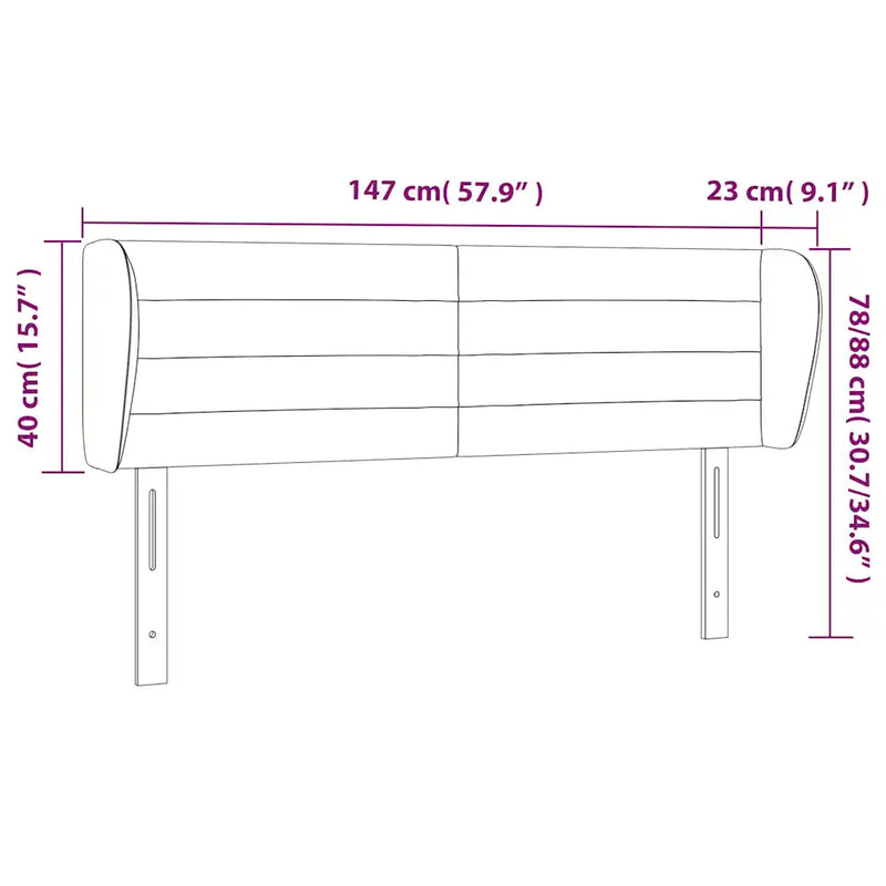 Headboard with Ears Dark Grey 147 cm Fabric