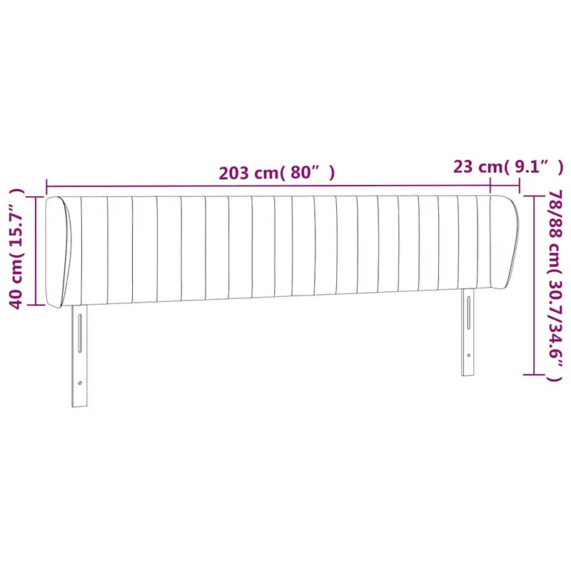 Headboard with Ears Dark Grey 203 cm Fabric