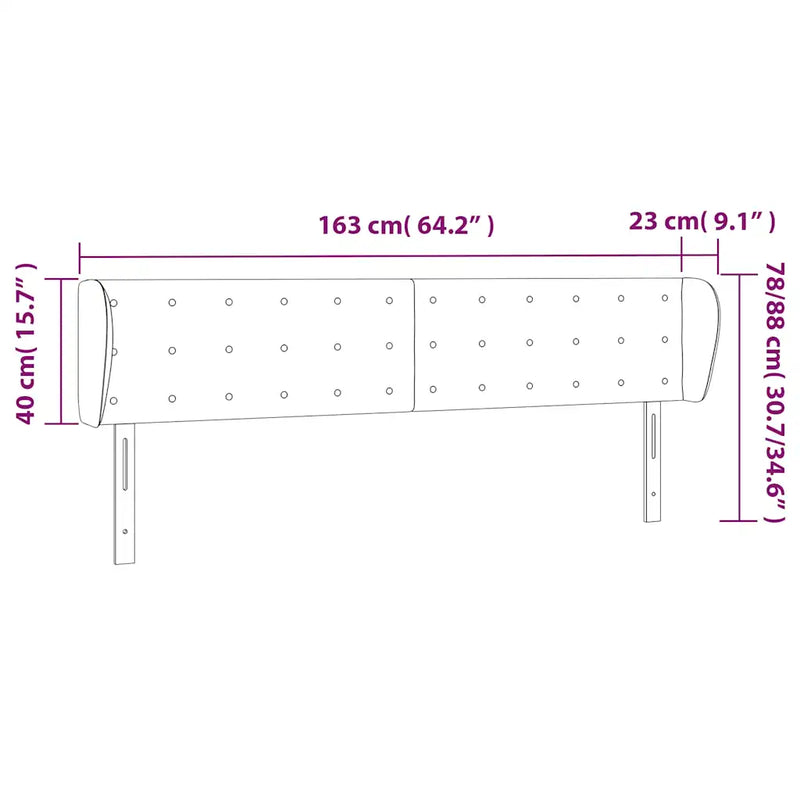 Headboard with Ears Dark Grey 163 cm Fabric