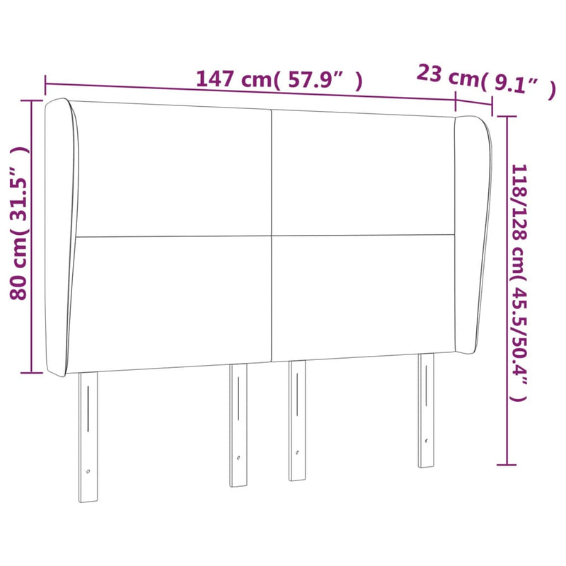 vidaXL Headboard with Ears Dark Grey 147 cm Fabric