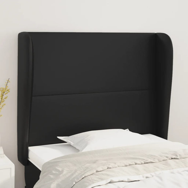 Headboard with Ears Black 103x23x118/128 cm Faux Leather