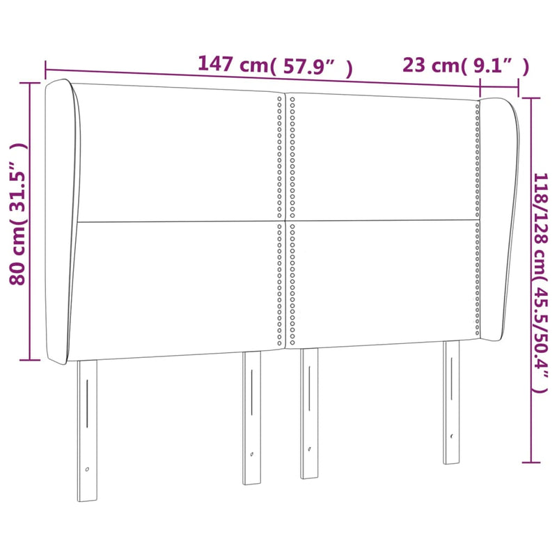 vidaXL Headboard with Ears Dark Grey 147 cm Fabric