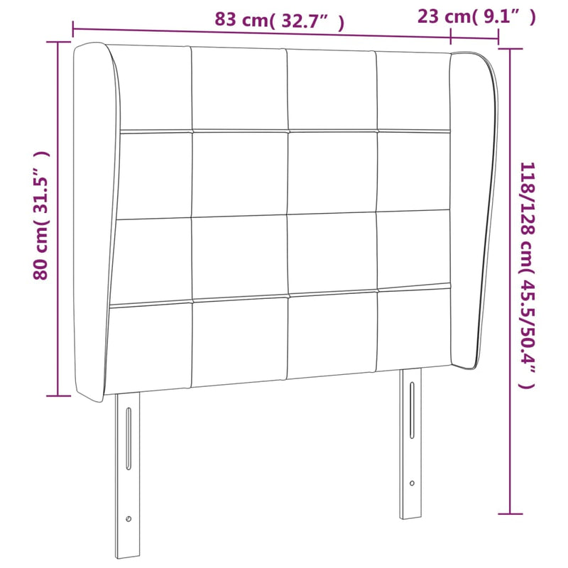 vidaXL Headboard with Ears Dark Grey 83 cm Fabric