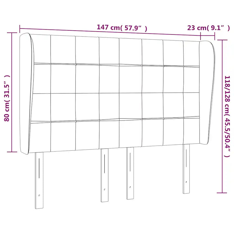 Headboard with Ears Dark Grey 147 cm Fabric
