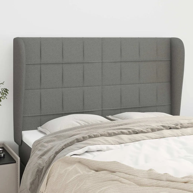 Headboard with Ears Dark Grey 147 cm Fabric