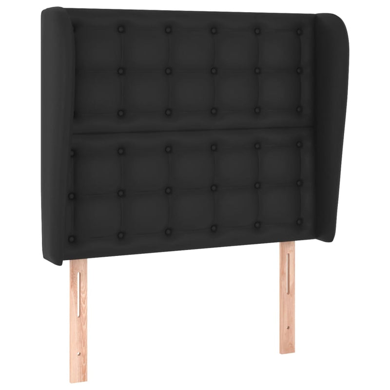 Headboard with Ears Black 103 cm Faux Leather