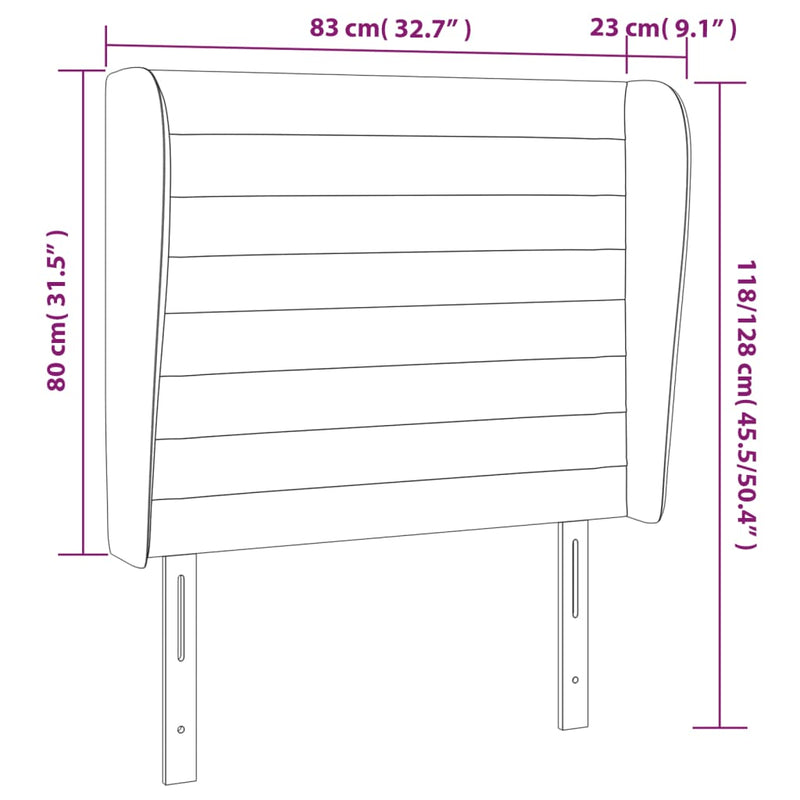 vidaXL Headboard with Ears Dark Grey 83 cm Fabric