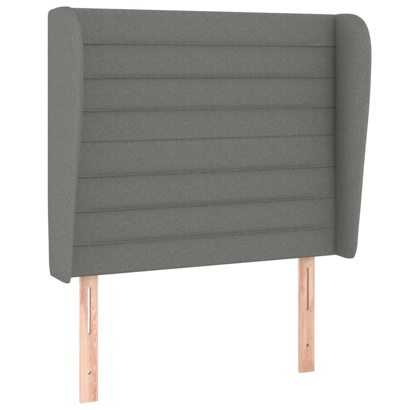 Headboard with Ears Dark Grey 103x23x118/128 cm Fabric