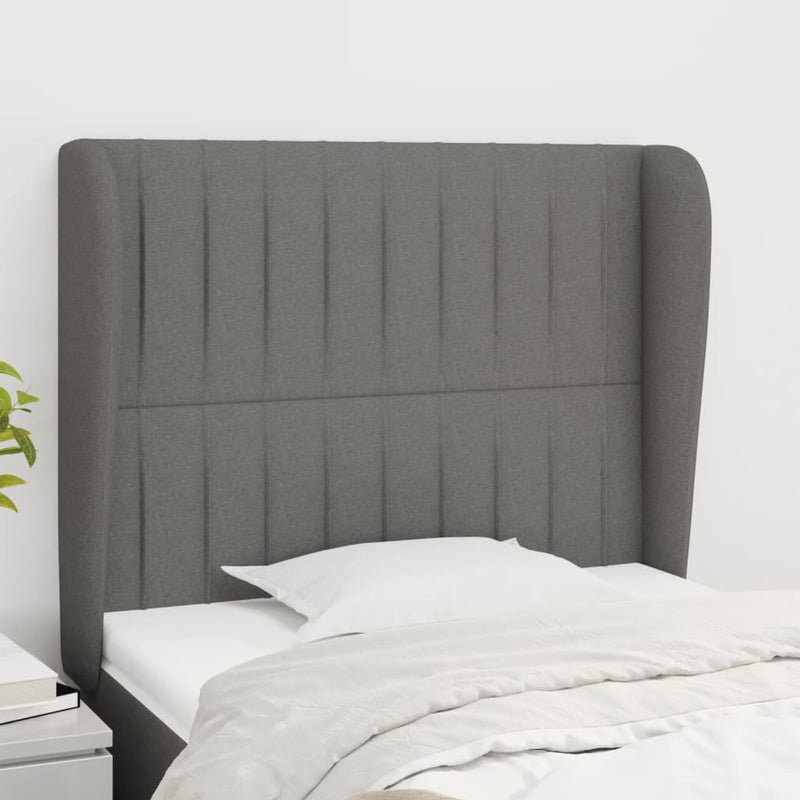 Headboard with Ears Dark Grey 103x23x118/128 cm Fabric