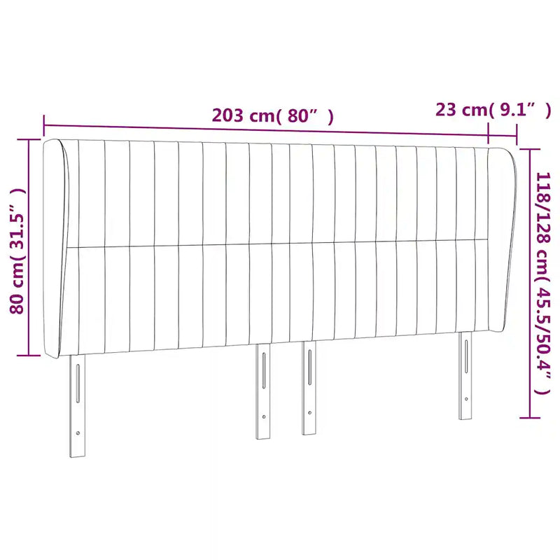 Headboard with Ears Dark Grey 203 cm Fabric