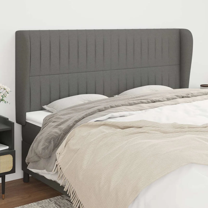 Headboard with Ears Dark Grey 203 cm Fabric