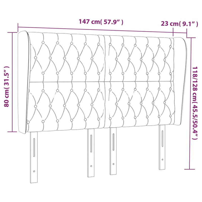 vidaXL Headboard with Ears Dark Grey 147 cm Fabric