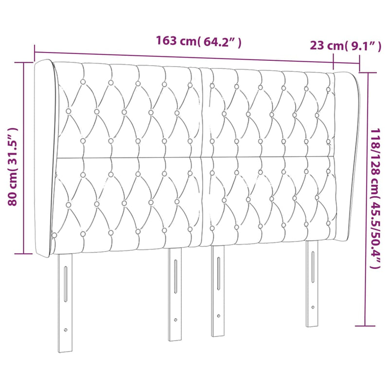 vidaXL Headboard with Ears Dark Grey 163 cm Fabric