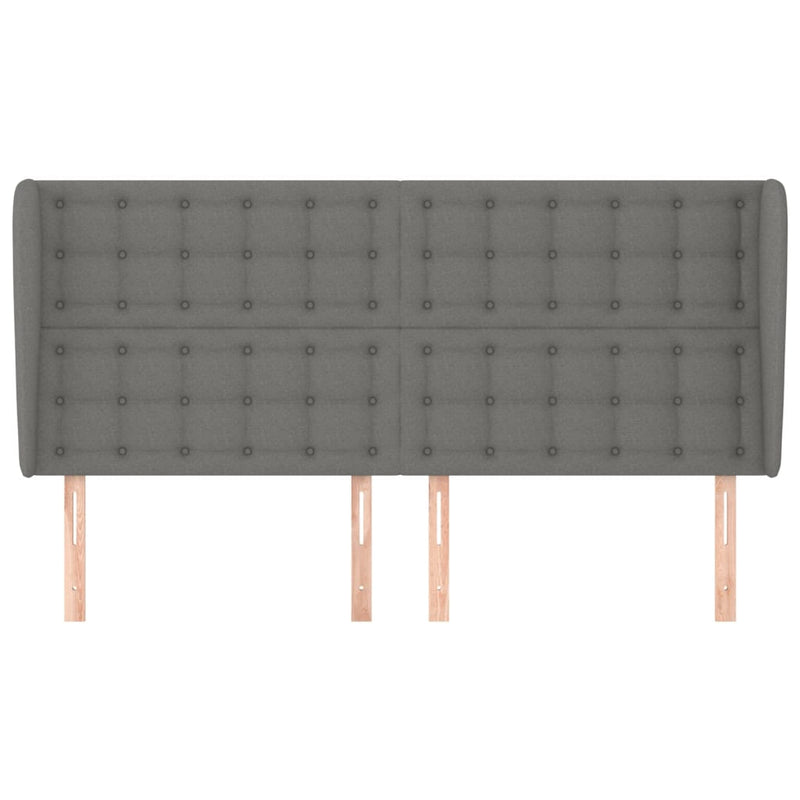 vidaXL Headboard with Ears Dark Grey 163x23x118/128 cm Fabric
