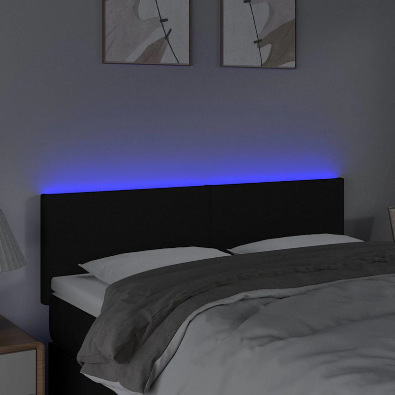 LED Headboard Black 144 cm Fabric