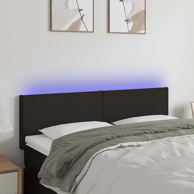 LED Headboard Black 144 cm Fabric