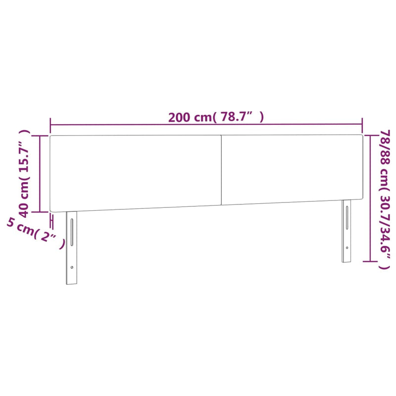 vidaXL LED Headboard Dark Grey 200 cm Fabric