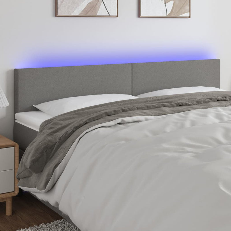 LED Headboard Dark Grey 200x5x78/88 cm Fabric