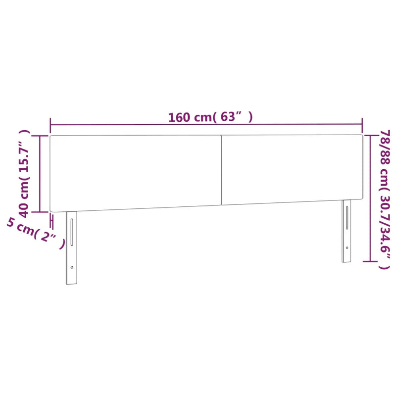 LED Headboard Black 160 cm Velvet