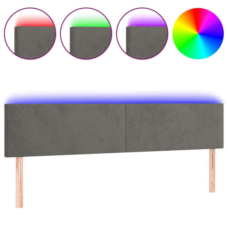 LED Headboard Dark Grey 200x5x78/88 cm Velvet