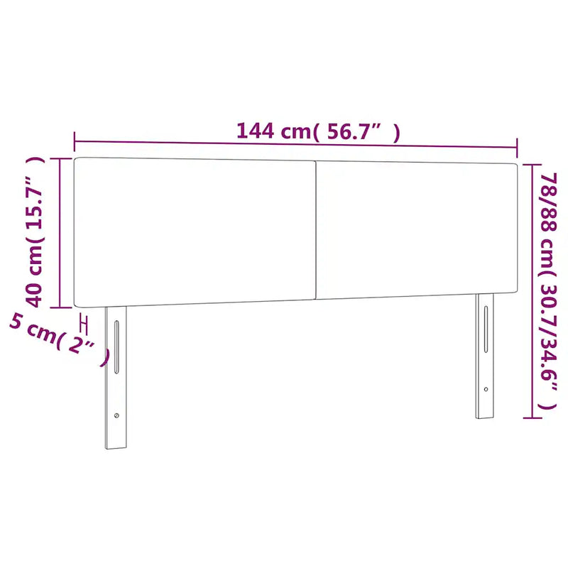LED Headboard Black 144 cm Faux Leather