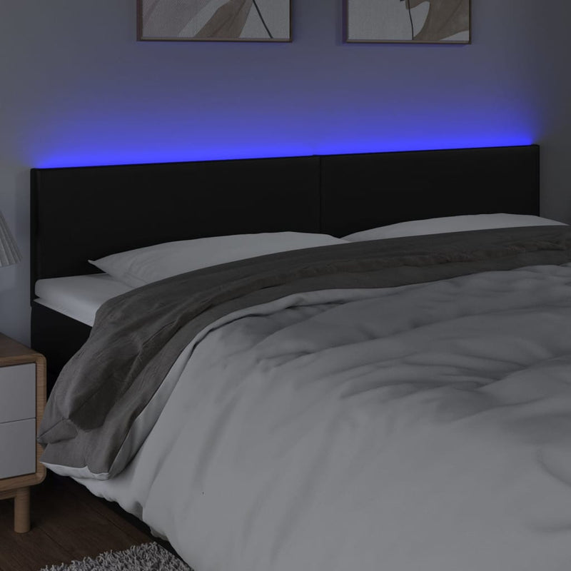 vidaXL LED Headboard Black 160 cm Faux Leather