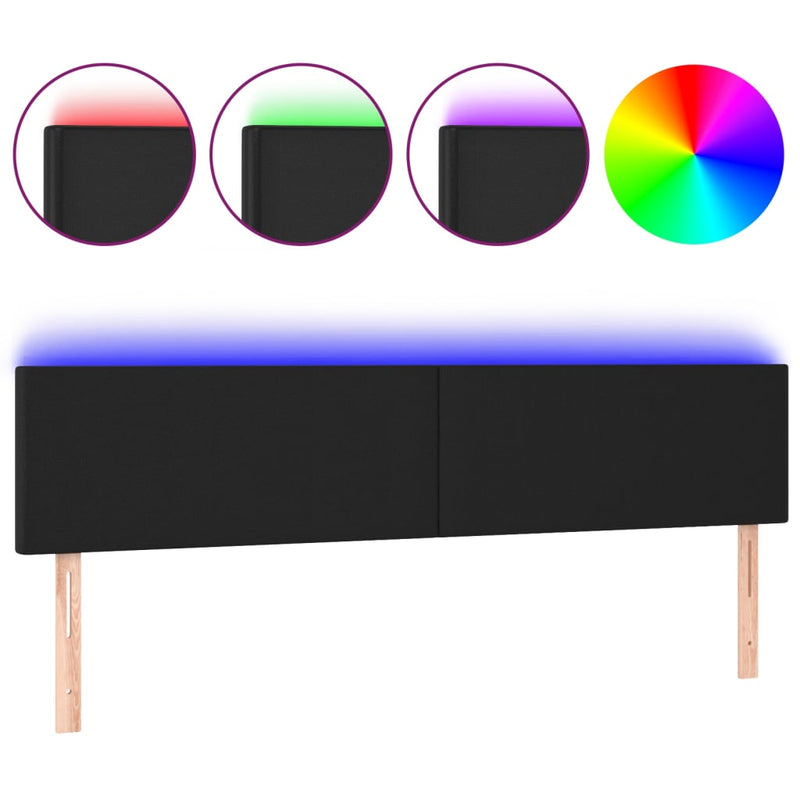 LED Headboard Black 200x5x78/88 cm Faux Leather