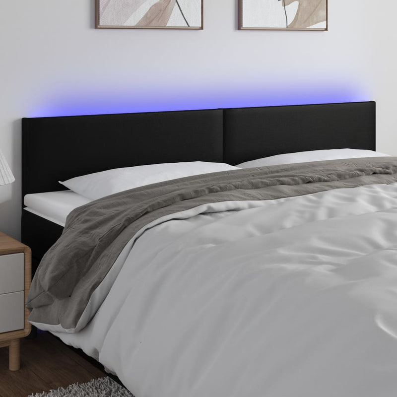 LED Headboard Black 200x5x78/88 cm Faux Leather