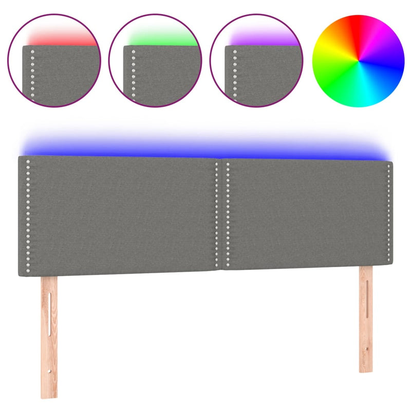 vidaXL LED Headboard Dark Grey 144 cm Fabric