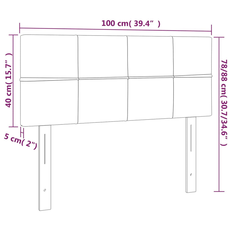 LED Headboard Dark Grey 100 cm Fabric
