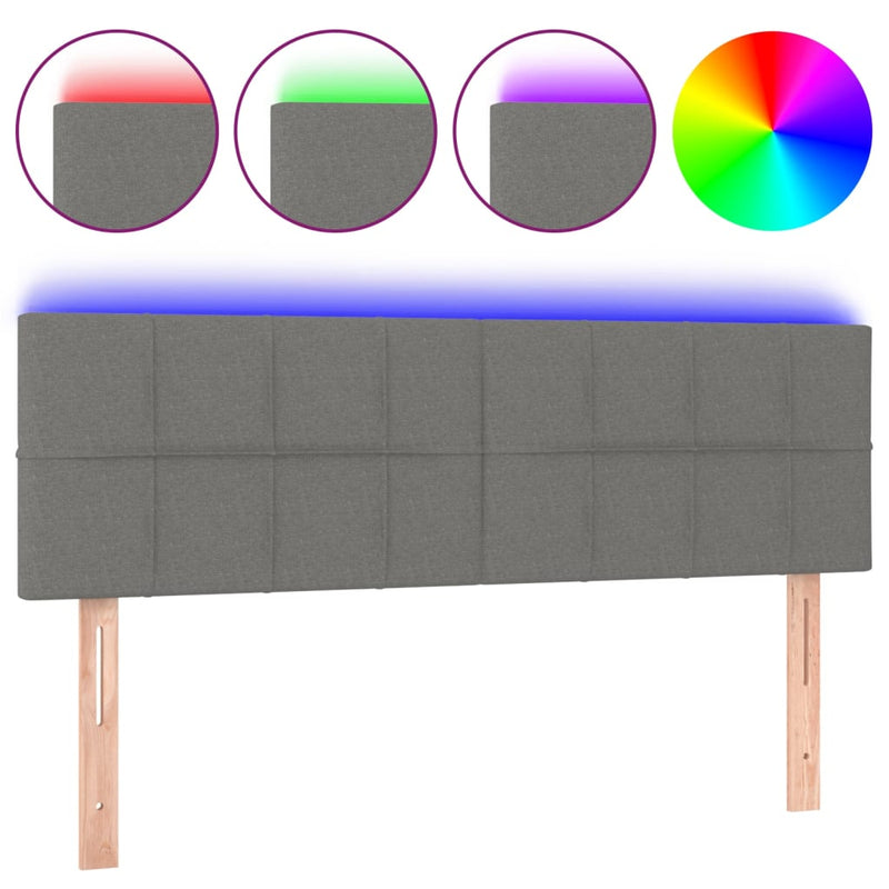 LED Headboard Dark Grey 144 cm Fabric