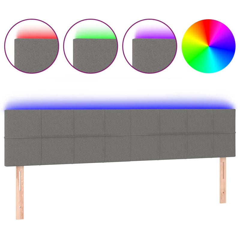 vidaXL LED Headboard Dark Grey 160 cm Fabric
