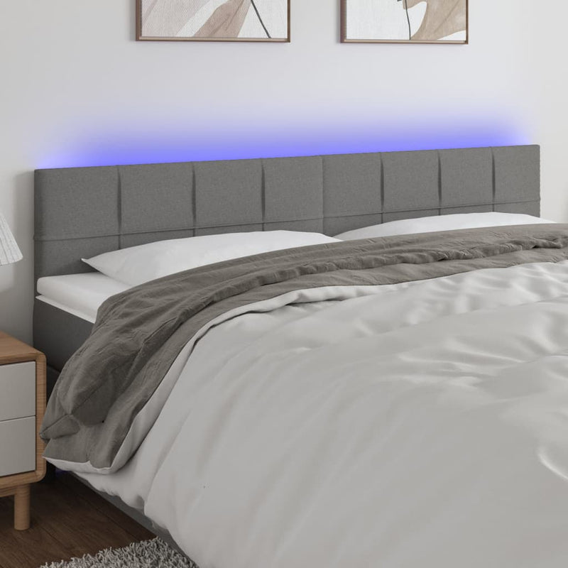 vidaXL LED Headboard Dark Grey 160 cm Fabric