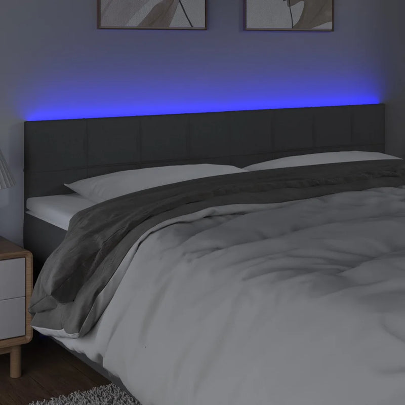 LED Headboard Dark Grey 200 cm Fabric