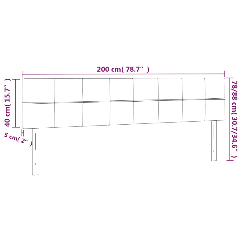 LED Headboard Dark Grey 200 cm Fabric