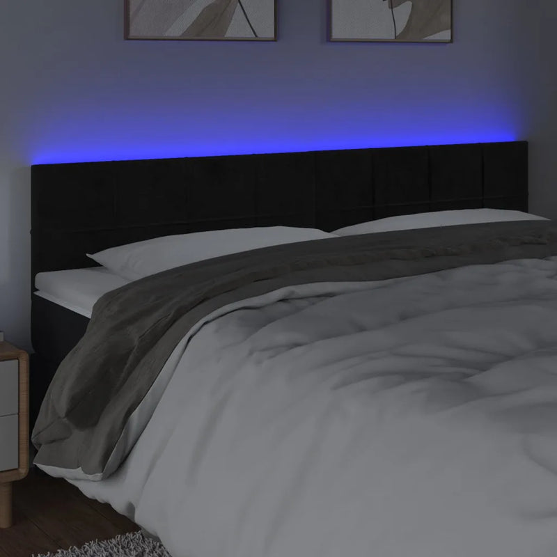 LED Headboard Black 160 cm Velvet