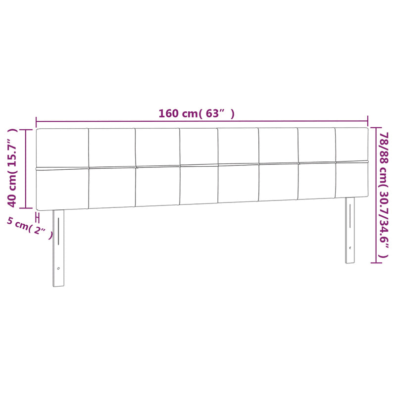 LED Headboard Black 160 cm Velvet