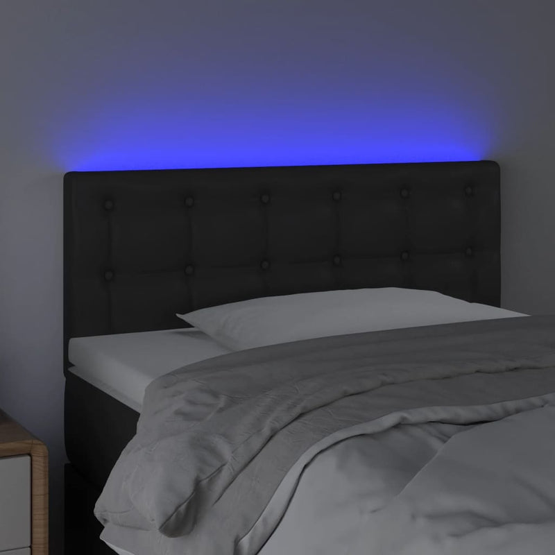 vidaXL LED Headboard Black 100 cm Faux Leather