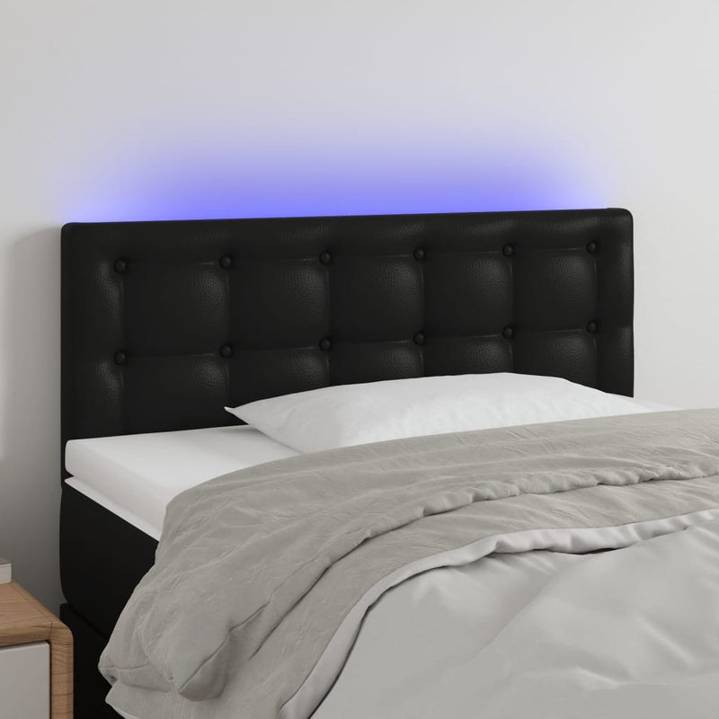 vidaXL LED Headboard Black 100 cm Faux Leather