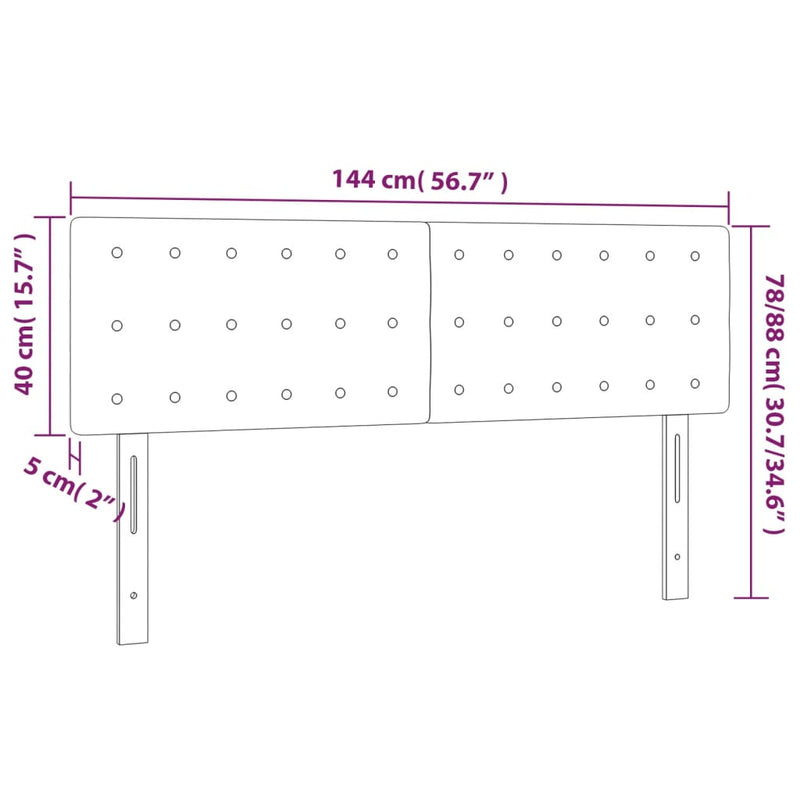 vidaXL LED Headboard Black 144x5x78/88 cm Faux Leather