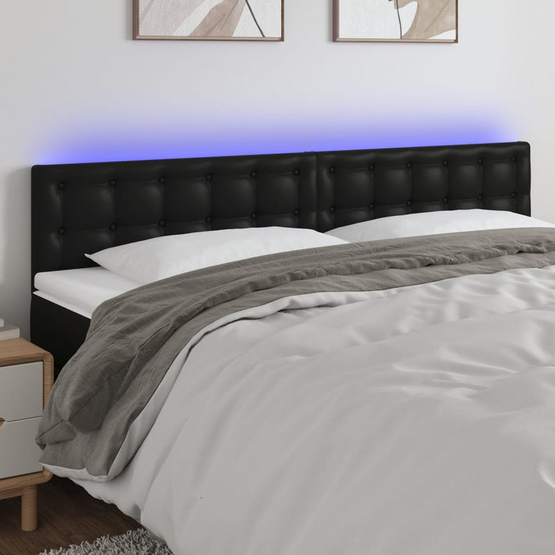 vidaXL LED Headboard Black 160 cm Faux Leather