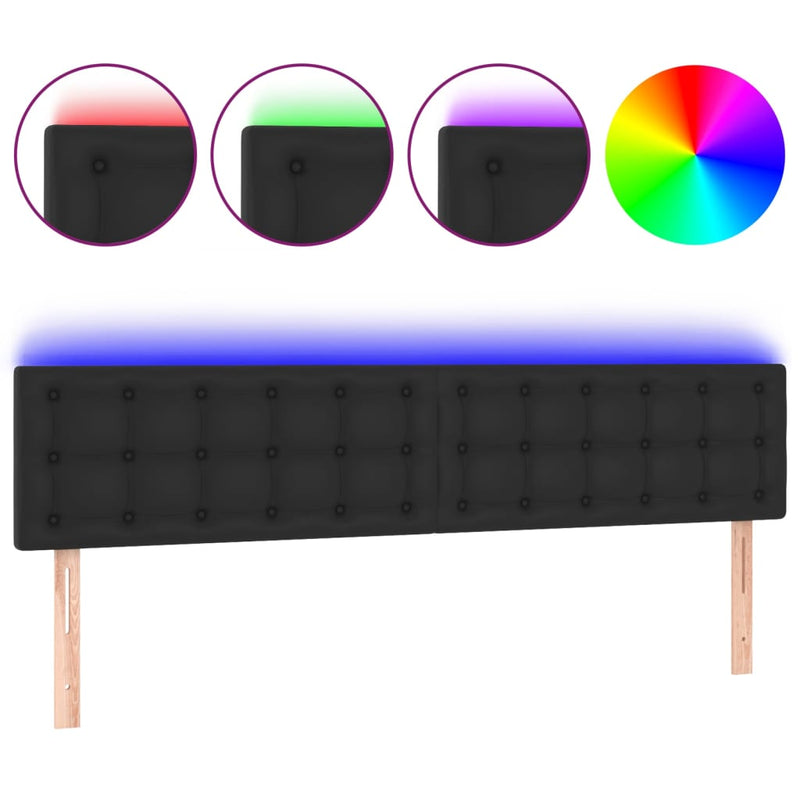 LED Headboard Black 200 cm Faux Leather