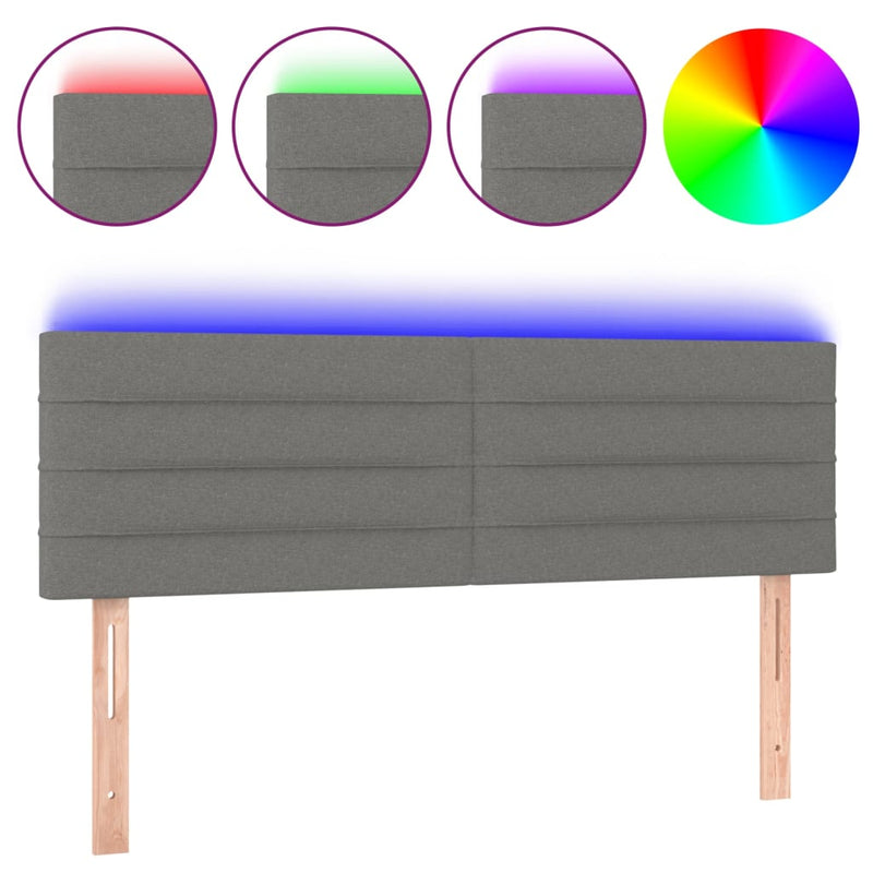 vidaXL LED Headboard Dark Grey 144 cm Fabric