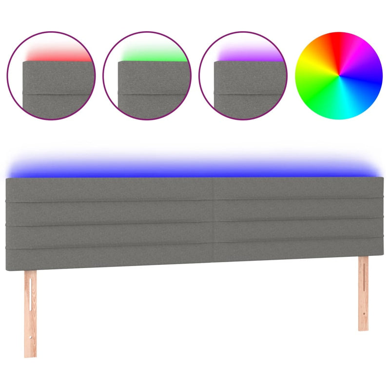 LED Headboard Dark Grey 160x5x78/88 cm Fabric