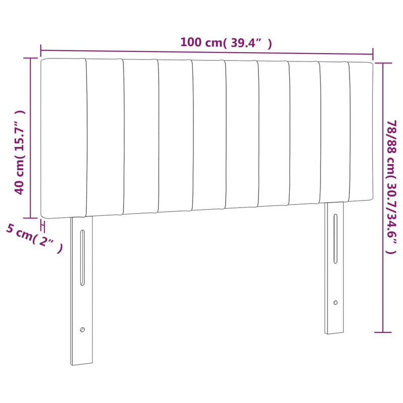 vidaXL LED Headboard Dark Grey 100x5x78/88 cm Fabric