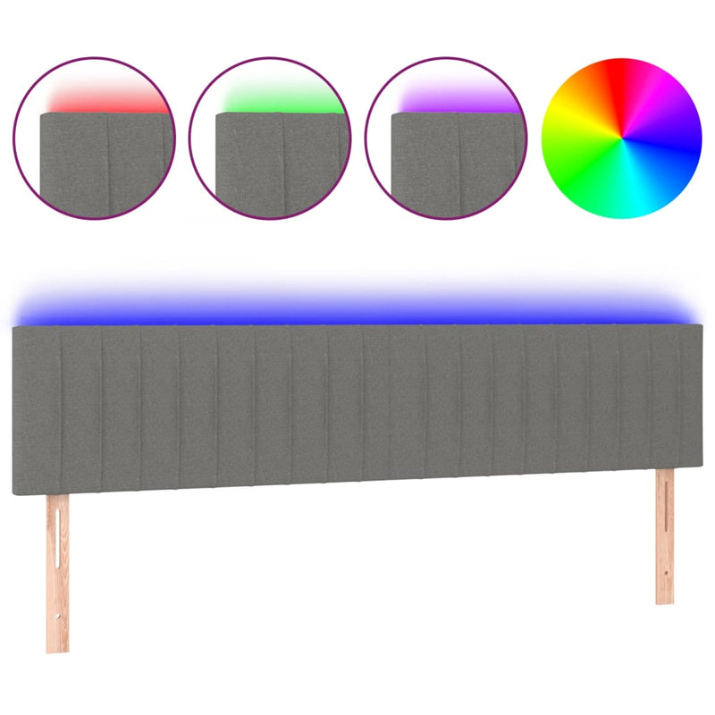 LED Headboard Dark Grey 200x5x78/88 cm Fabric